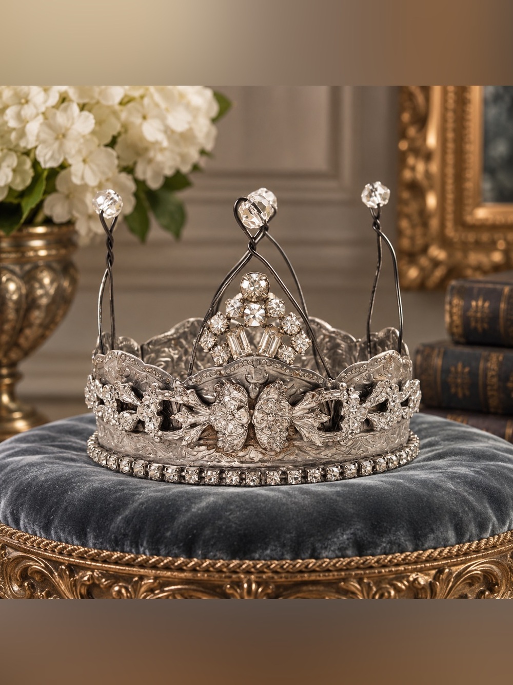 Rococo Decor Crown – Ornate Gold Floral Crown, Vintage Baroque Statement